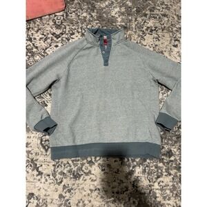 Southern Proper Heather Gray and Slate Blue Quarter-Snap Sweater